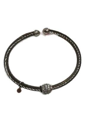 Nomination Sterling Silver Twisted Cable Cuff Bracelet with Crystal Bead